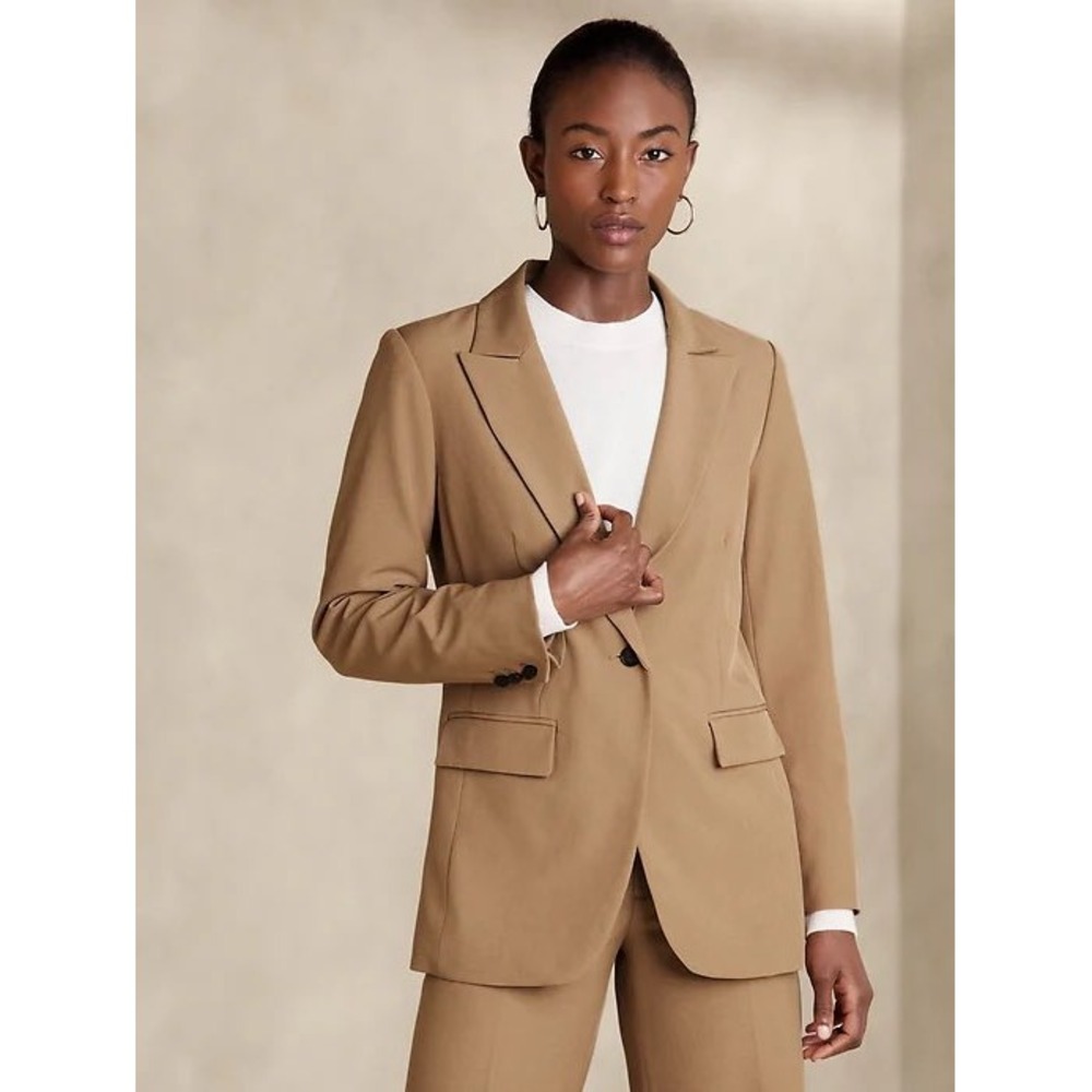Banana Republic Sculpted Stretch Blazer 12 Afternoon Latte Professional Minimal